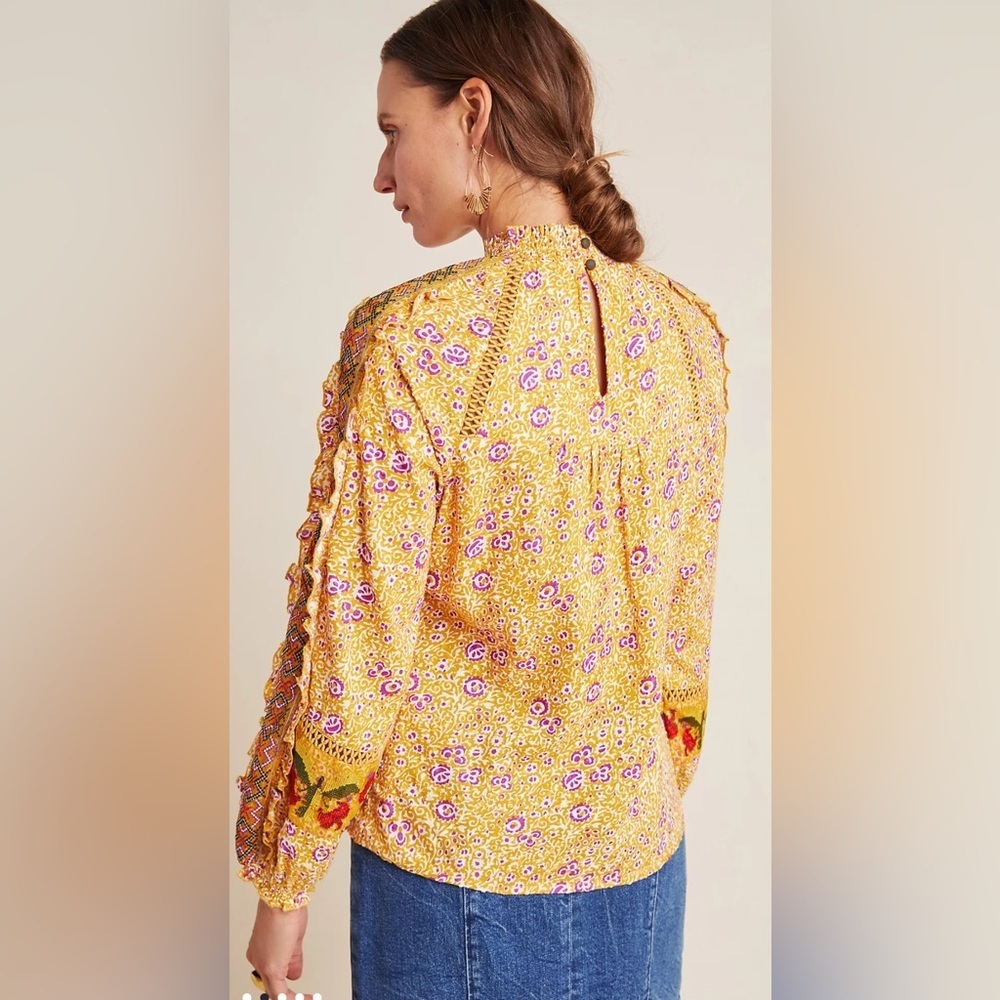 Maeve Goldie Embroidered Blouse, Size 2 - Picture 4 of 16